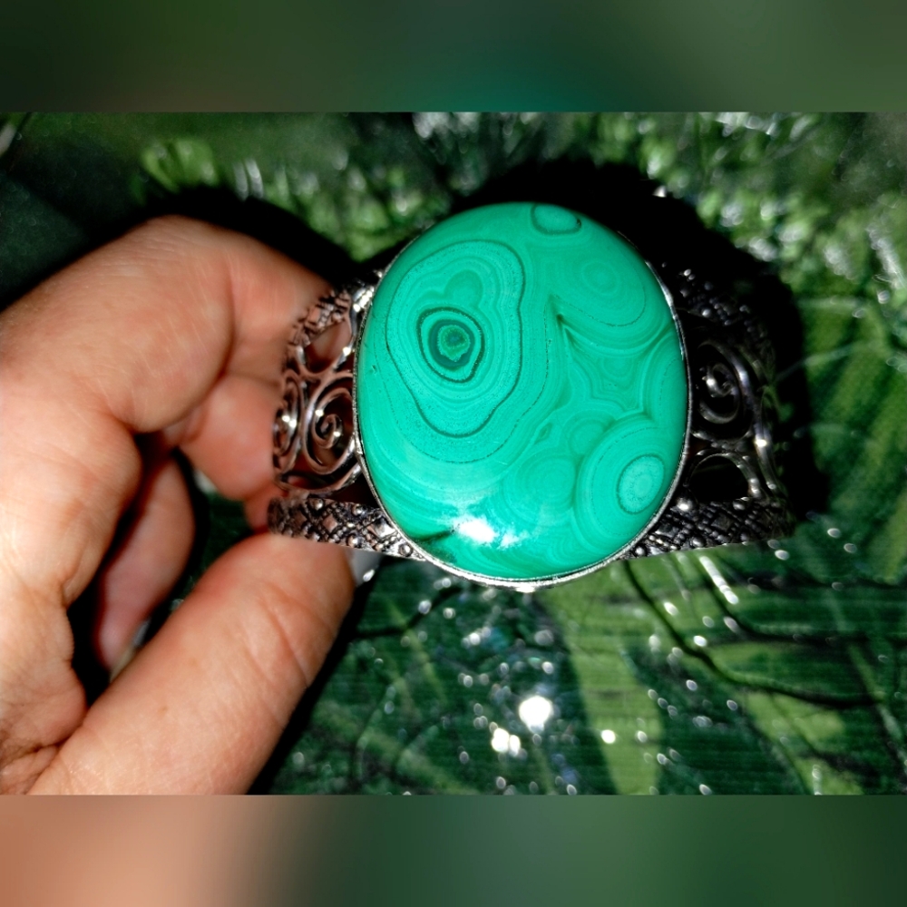 Malachite 925 Silver Bracelet - image 1